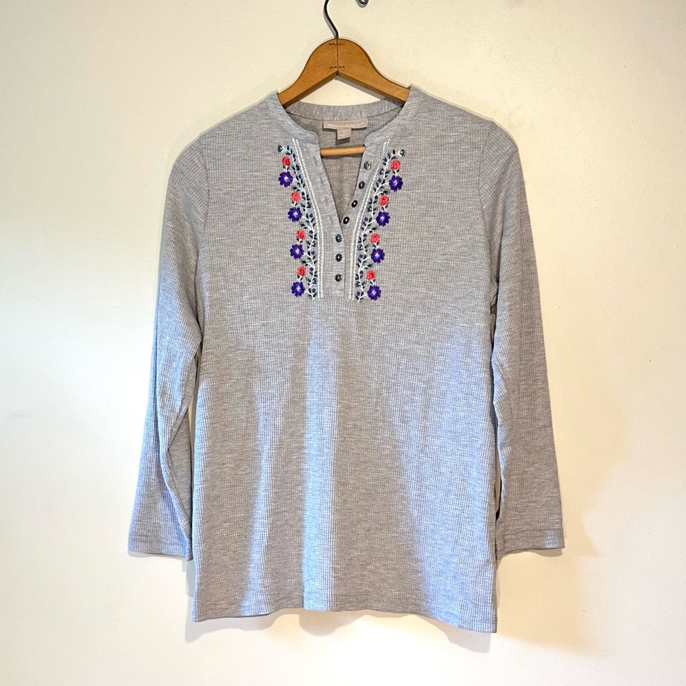 Woman Within Sz 14/16 Thermal Henley Shirt